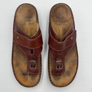 Finn Comfort Sandals Leather Size 41‎ D Wide US 10 Brown Thong Casual Shoes